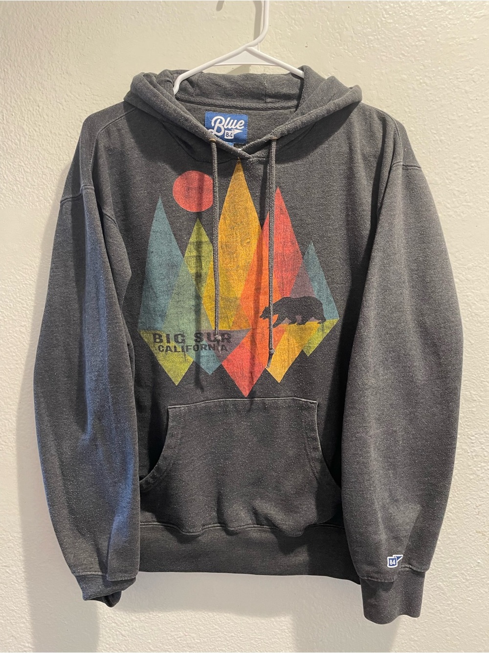 Blue 84 Big Sur California Retro Graphic Hoodie Sweatshirt Gray Size S